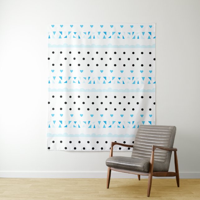 Blue Geometrics Tapestry (In Situ)