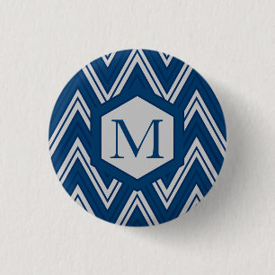 Blue Geometry 1 Inch Round Button