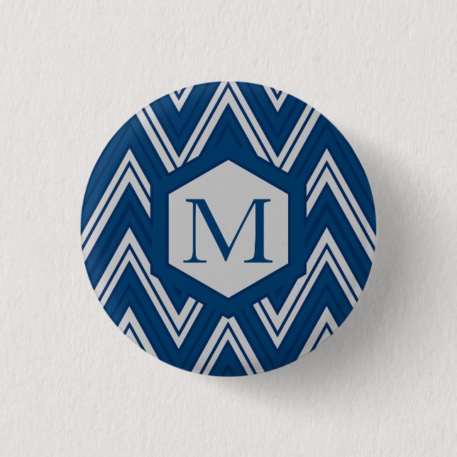 Blue Geometry 1 Inch Round Button (Front)