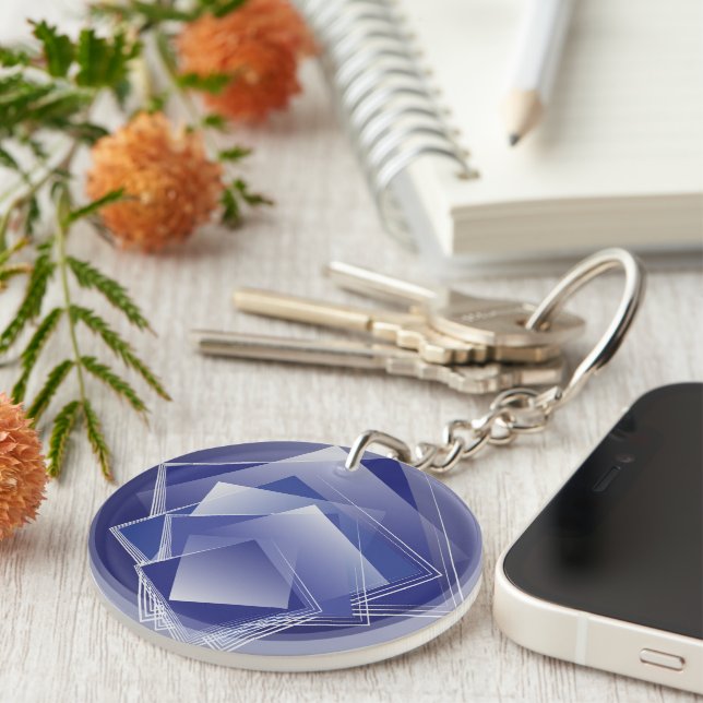 Blue geometry burst keychain (Front Right)