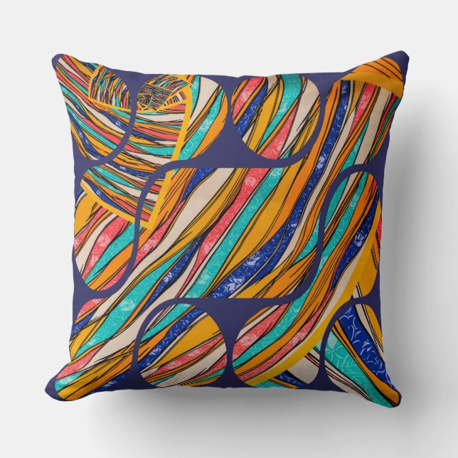Blue Geometry Patterns  Throw Pillow (Front)