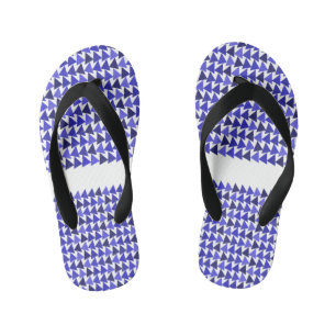 Blue geometry triangle pattern Personalized name , Kid's Flip Flops