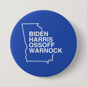 Blue Georgia: Biden Harris Ossoff Warnock 3 Inch Round Button