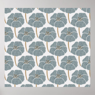 Blue Geranium Flowers Romantic Pattern. Poster