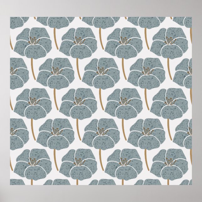 Blue Geranium Flowers Romantic Pattern. Poster (Front)