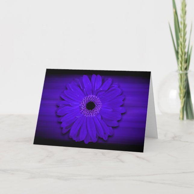 Blue Gerber Daisy Custom Blank Inside Personalize Thank You Card (Front)