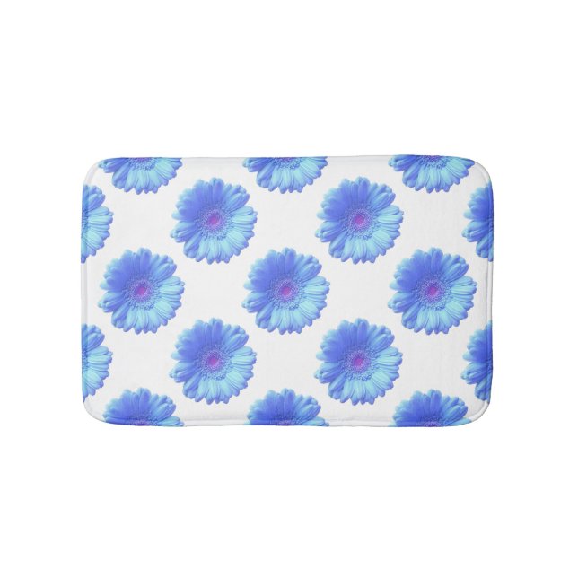 Blue gerbera daisy bath mat (Front)