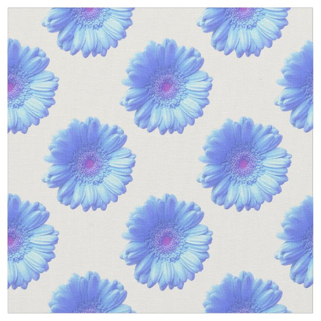 Blue gerbera daisy fabric (Close Up)