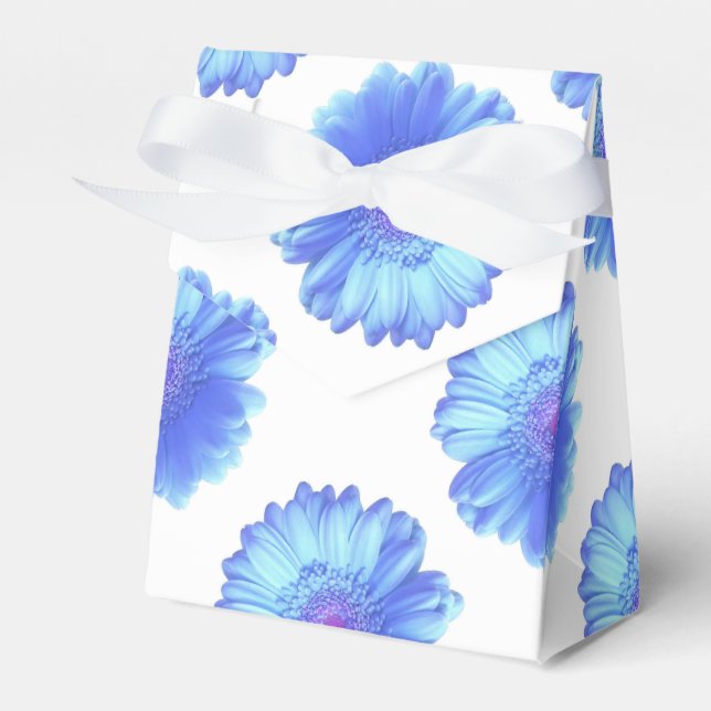 Blue gerbera daisy favor box (Front Side)