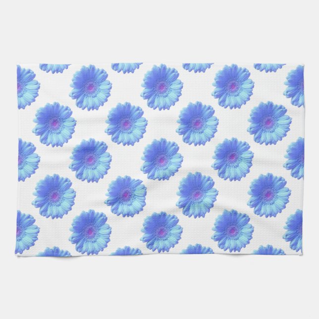 Blue gerbera daisy kitchen towel (Horizontal)