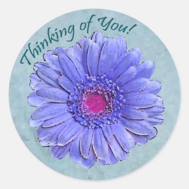 Blue Gerbera Thinking of You sticker (Front)