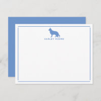 Blue German Shepherd Dog Modern Border Stationery