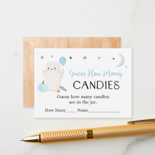 Blue Ghost Halloween Guess How Many Game Enclosure Card