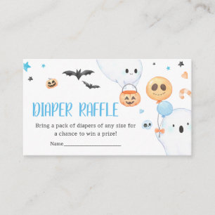 Blue Ghost Halloween Little Boo Diaper Raffle Enclosure Card