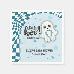 Blue Ghost Little Boo is almost due Baby Shower Napkin