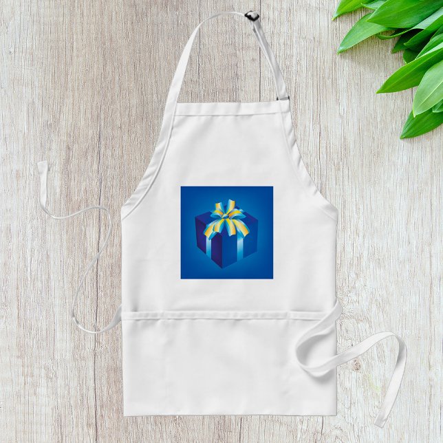 Blue Gift Box with Yellow and Aqua Ribbon  Standard Apron (Creator Uploaded)