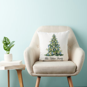 Blue Ginger Jar Christmas Tree    Throw Pillow