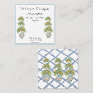 Blue Ginger Jar Jars Koi Topiary  Square Business Card
