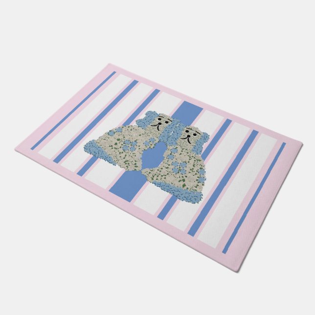 Blue Ginger Jar Jars Magnolia Staffordshire Dogs Doormat (Angled)