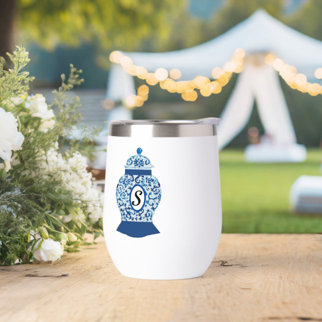 Blue Ginger Jar Jars Monogram (Wedding)