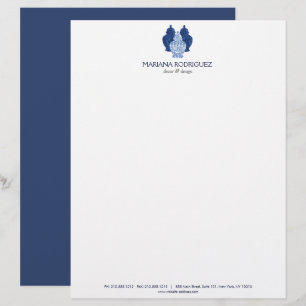 Blue Ginger Jars Pottery Elegant Logo Designer Letterhead