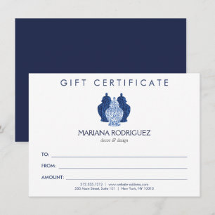 Blue Ginger Jars Pottery Logo Gift Certificate