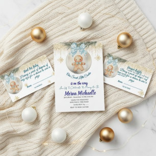 blue Gingerbread boy in Bauble Diaper raffle Enclosure Card