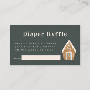 Blue Gingerbread House Diaper Raffle Ticket  Enclosure Card