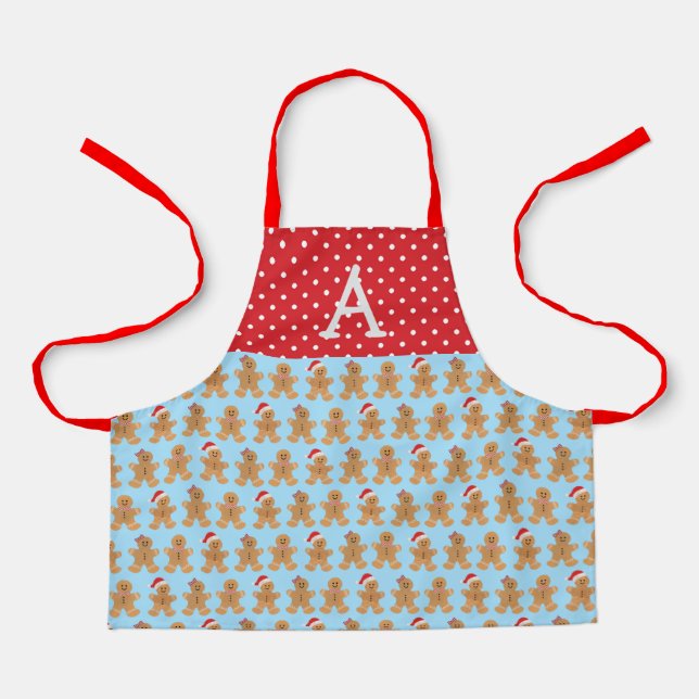 Blue Gingerbread Trio Apron, Small Apron (Front)