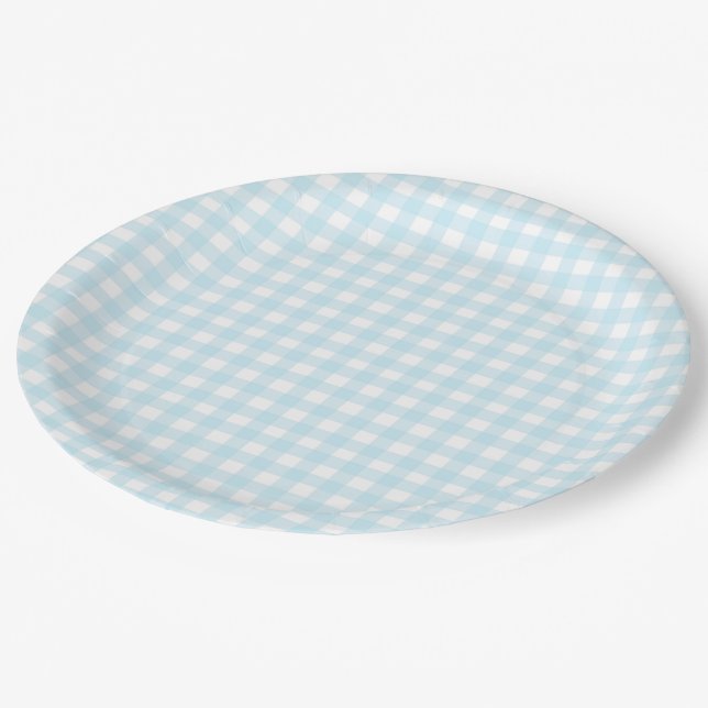 Blue Gingham 1 Paper Plate (Angled)