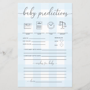Blue Gingham Baby Predictions Game