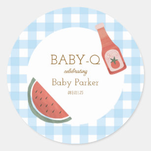 Blue Gingham Baby-Q Sticker