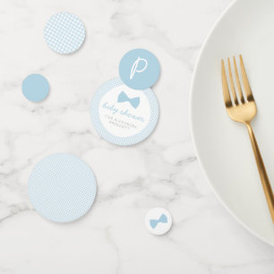 Blue gingham baby shower confetti