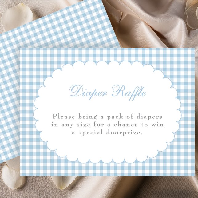 Blue Gingham Baby Shower Diaper Raffle Card (Creator Uploaded)