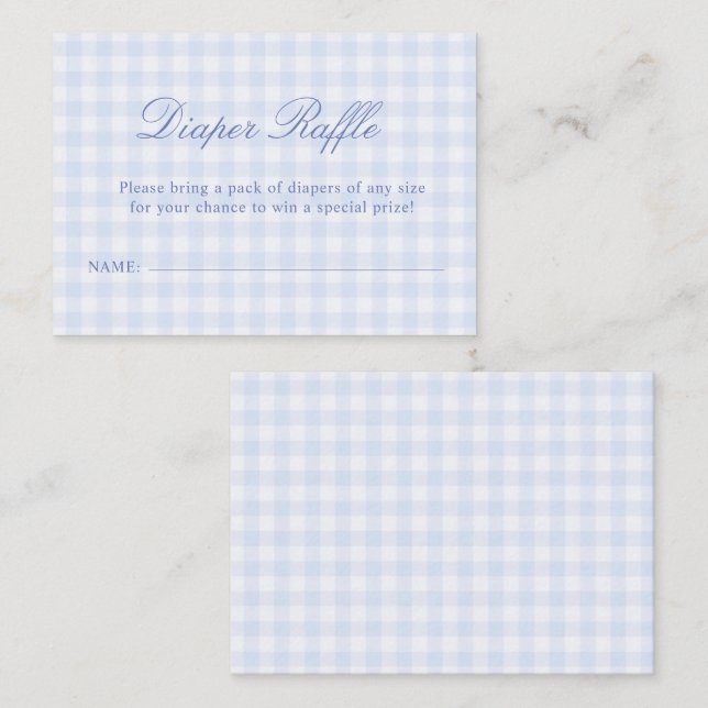 Blue Gingham Baby Shower Enclosure Card (Front/Back)