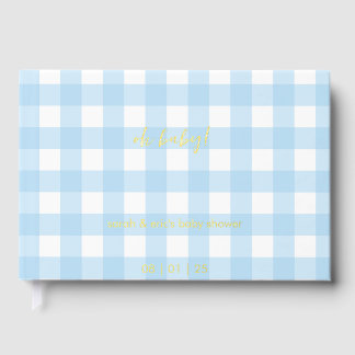 Blue Gingham Baby Shower Guest Book