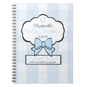 Blue Gingham Baby Shower Guest Book- Notebook
