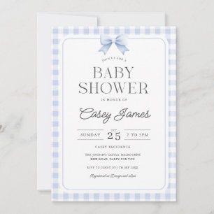 Blue Gingham Baby Shower Invitation