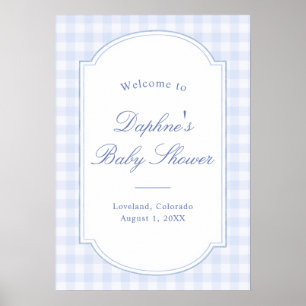 Blue Gingham Baby Shower Poster