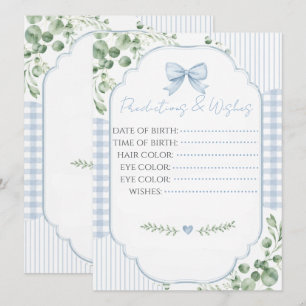 Blue Gingham Baby Shower Predictions and Wishes