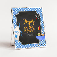 Blue Gingham BBQ Baby Shower Diaper Raffle