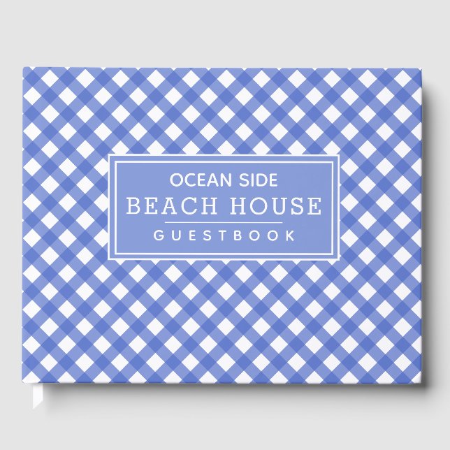 Blue Gingham Beach House Vacation Rental Guest Book (Front)