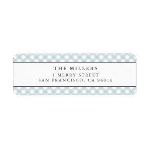 Blue Gingham Birth Announcement Address Labels
