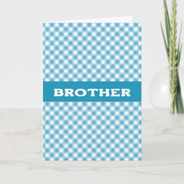 Blue Gingham Birthday Card (Front)