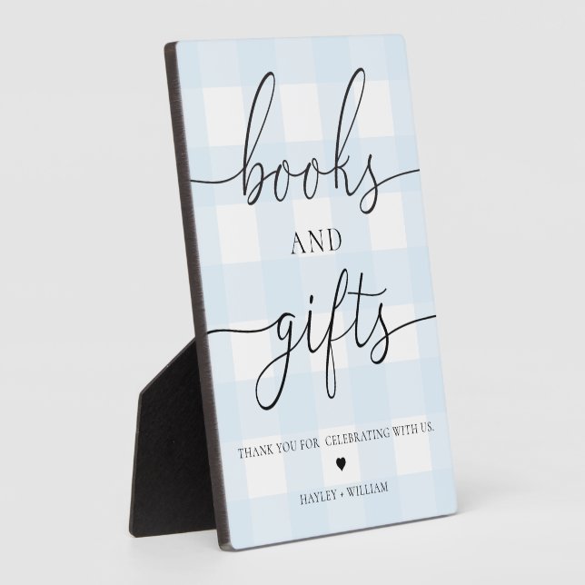 Blue Gingham Books and Gifts Plaque (Side)