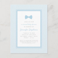 Blue gingham bow tie virtual baby shower