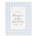 Blue Gingham Boy Baby Shower Welcome Sign