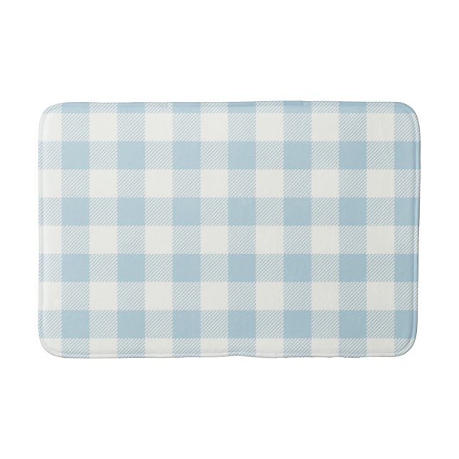 Blue Gingham Buffalo Check Coastal Bath Mat (Front)