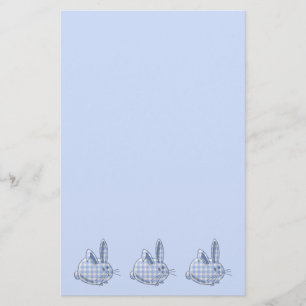 blue gingham bunnies stationery