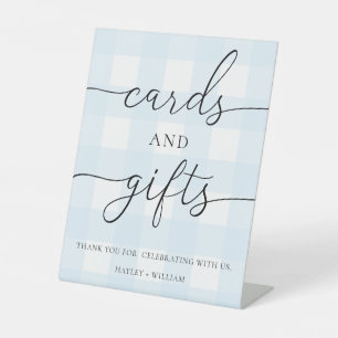 Blue Gingham Cards and Gifts Pedestal Sign